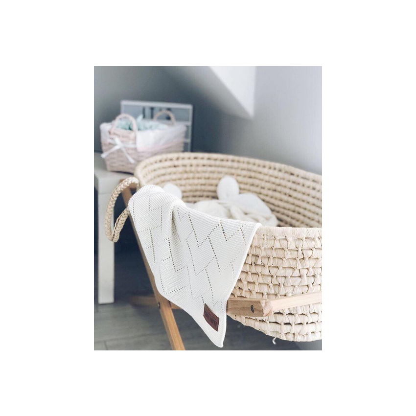 Qbana Mama - Bambus Häkeldecke Zick Zack ecru extrafein