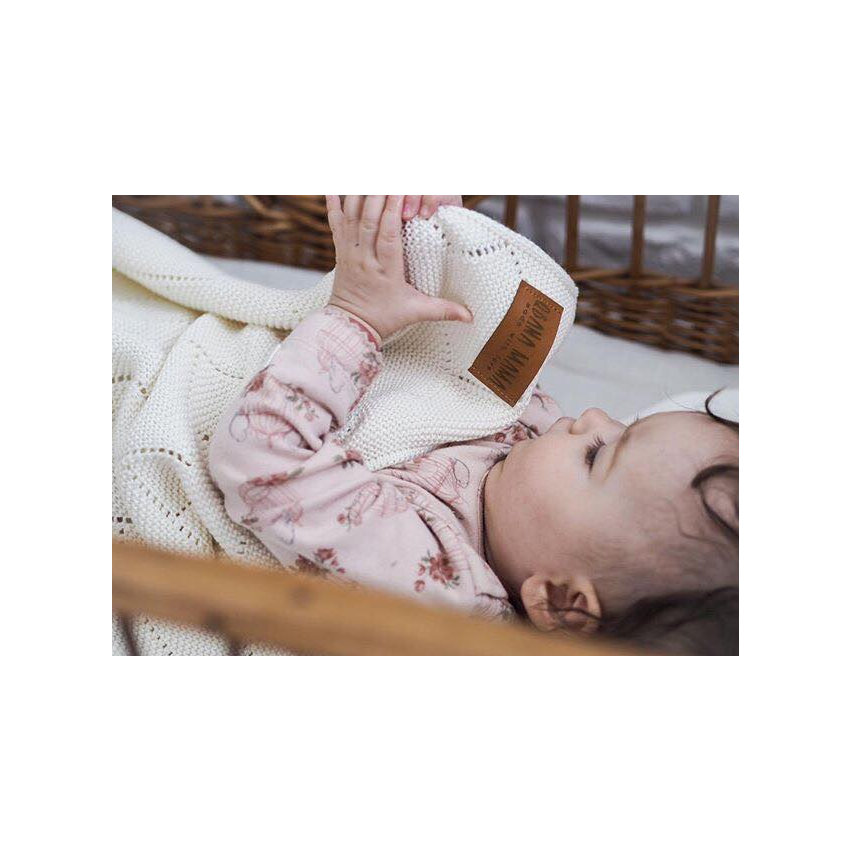 Qbana Mama - Bambus Häkeldecke Zick Zack ecru extrafein