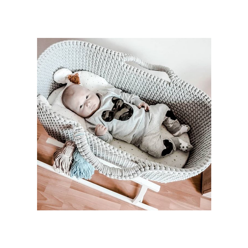 Like Moses - Moseskorb Hellrosa mit Creme Gold Sternchen Bettwäsche