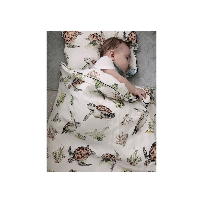 Qbana Mama - Bettdeckenset mit Kissen gefüttert Pazifik Schildkröte