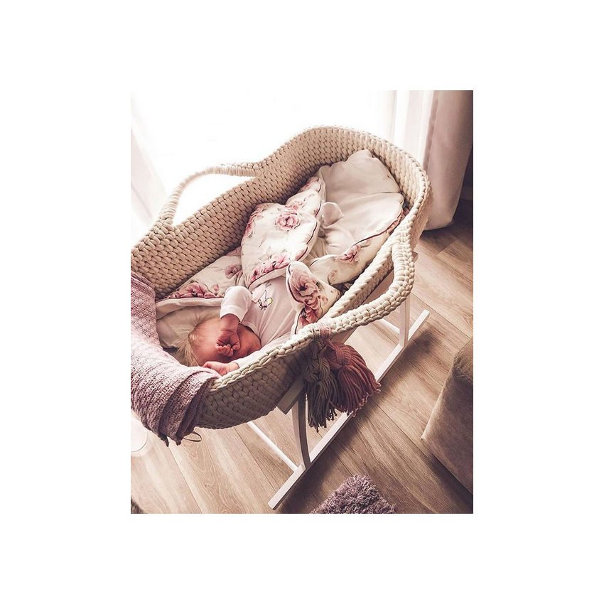 Like Moses - Moseskorb Hellrosa mit Creme Gold Sternchen Bettwäsche