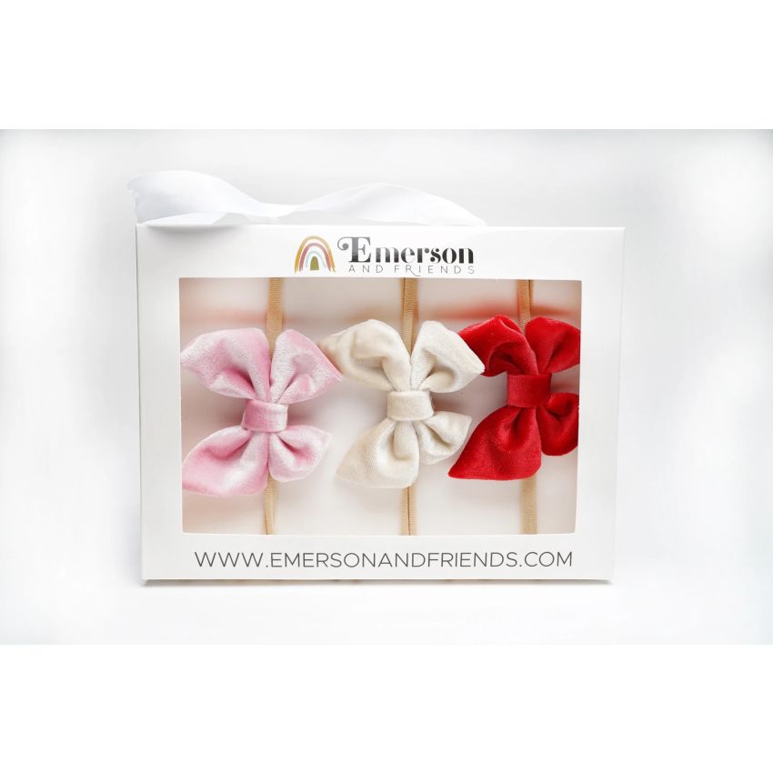 Emerson and Friends - Stirnband Set Samt rot, rosa, weiss