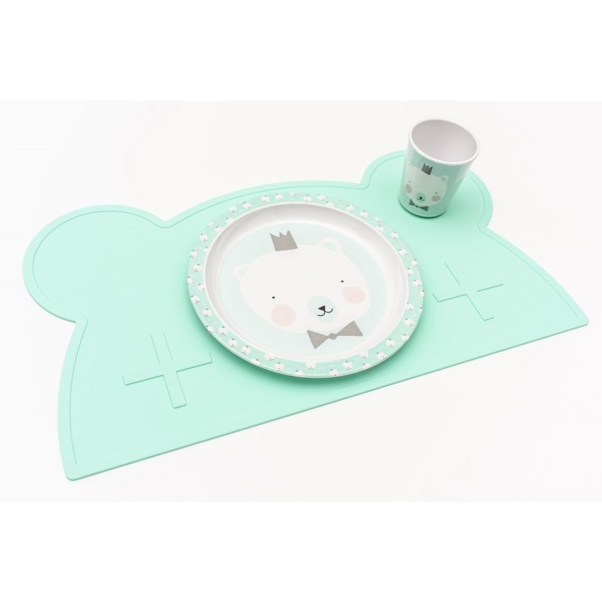 we might be tiny - Silikon Tischset Bär Minty Green