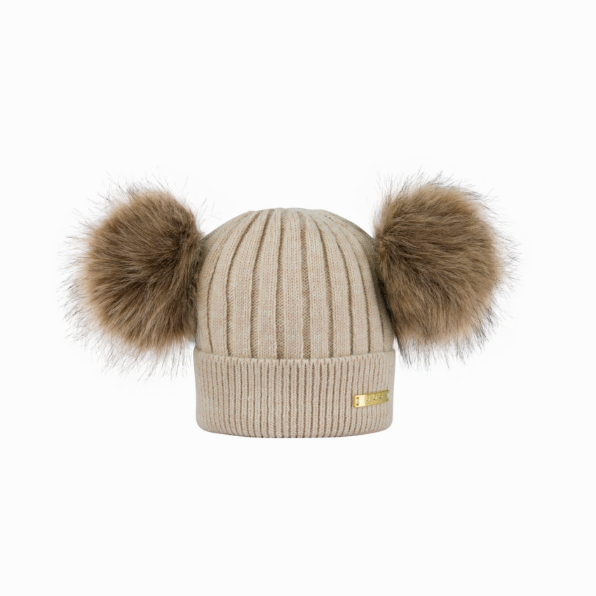 Bjällra of Sweden - Strickmütze mit Pommel beige