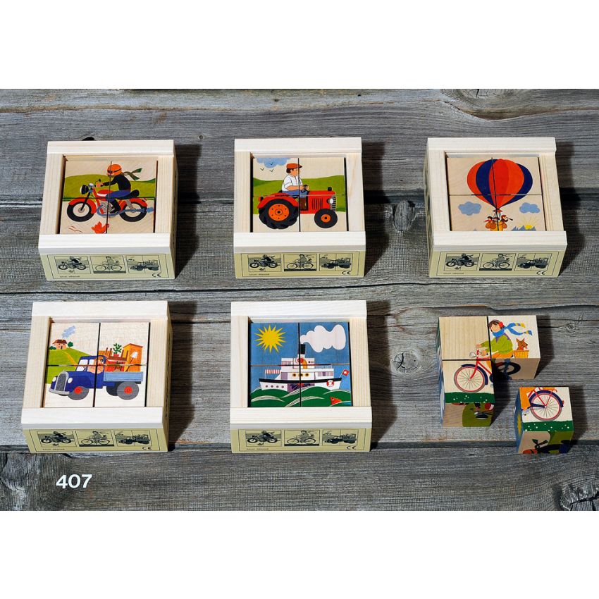 Atelier Fischer Switzerland - Klötzli Puzzle Fahrzeuge 4 Teile