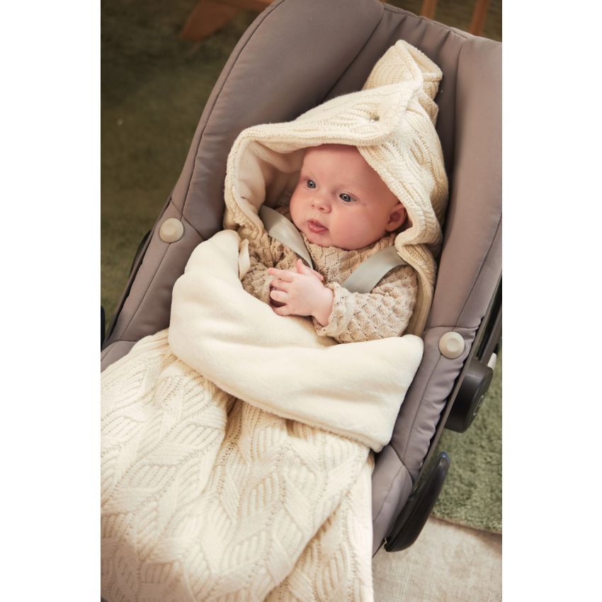 Jollein - Autoschale Fusssack Strickoptik Wellen Ivory