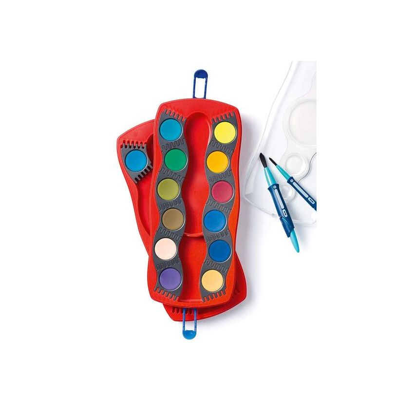 Faber-Castell - Connector Deckfarbkasten, rot, 24 Farben