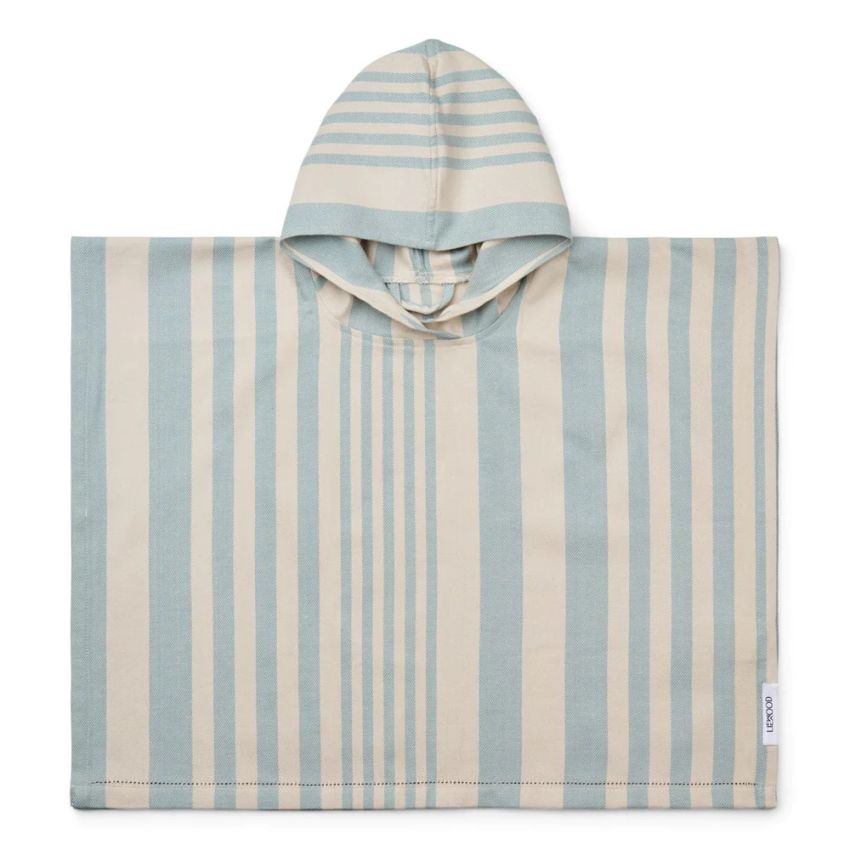 LIEWOOD - Roomie Poncho Streifen Sea Blue Cream