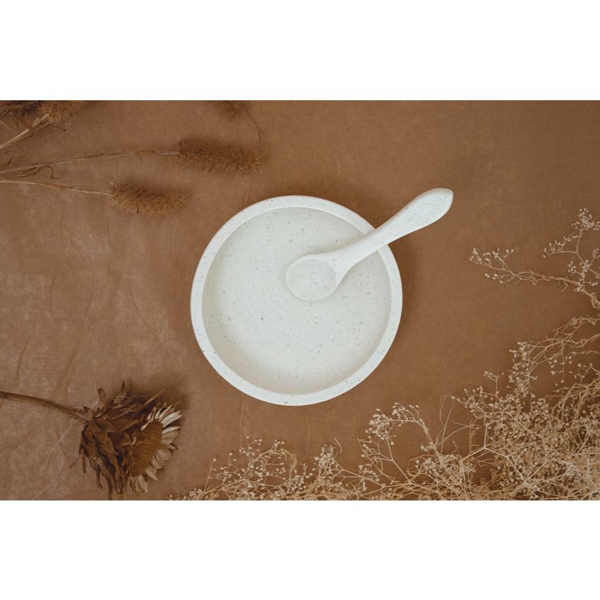 Mrs Ertha - Silikon Saugnapfschale Weiss Speckle