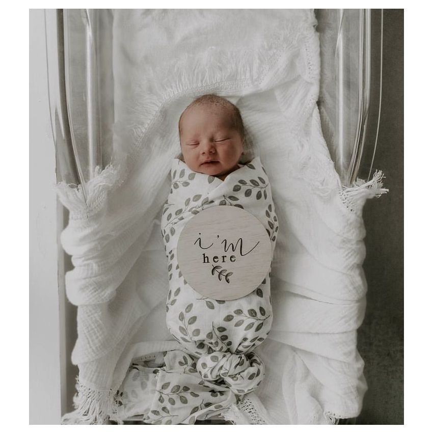 The mini scout - Muslin Swaddle Leaves Sage Green