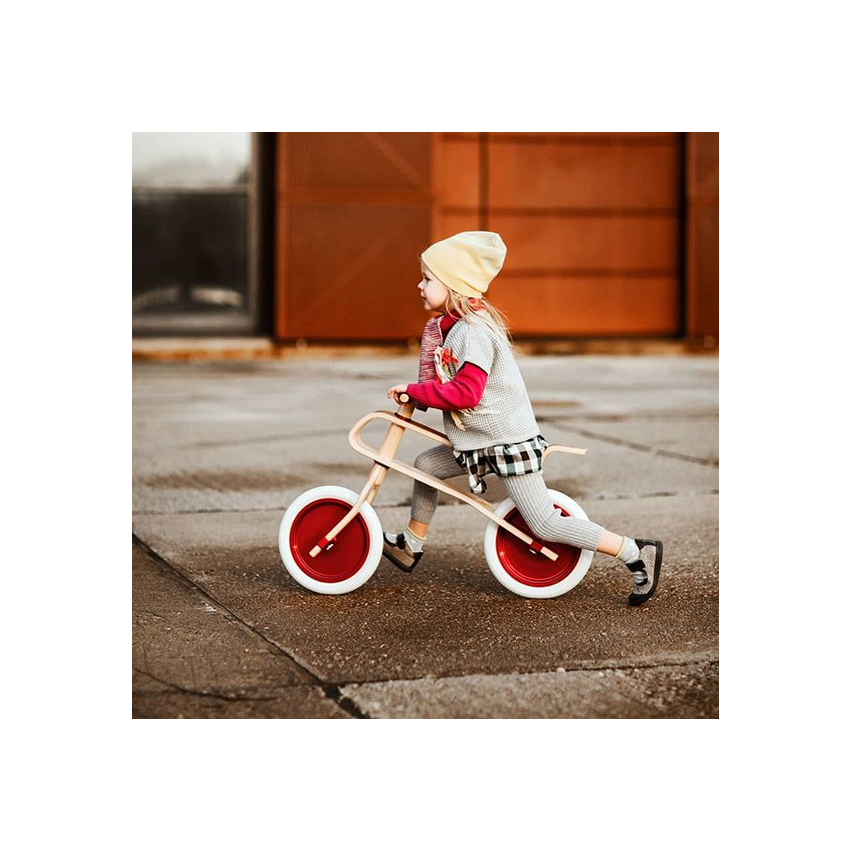 Brum Brum Bike - Laufrad Walnuss Holz dunkel Blau- weiss