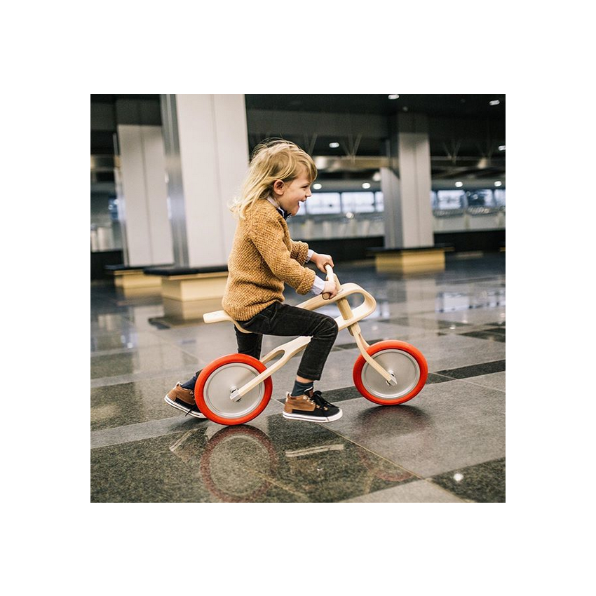 Brum Brum Bike - Laufrad Walnuss Holz dunkel Blau- weiss