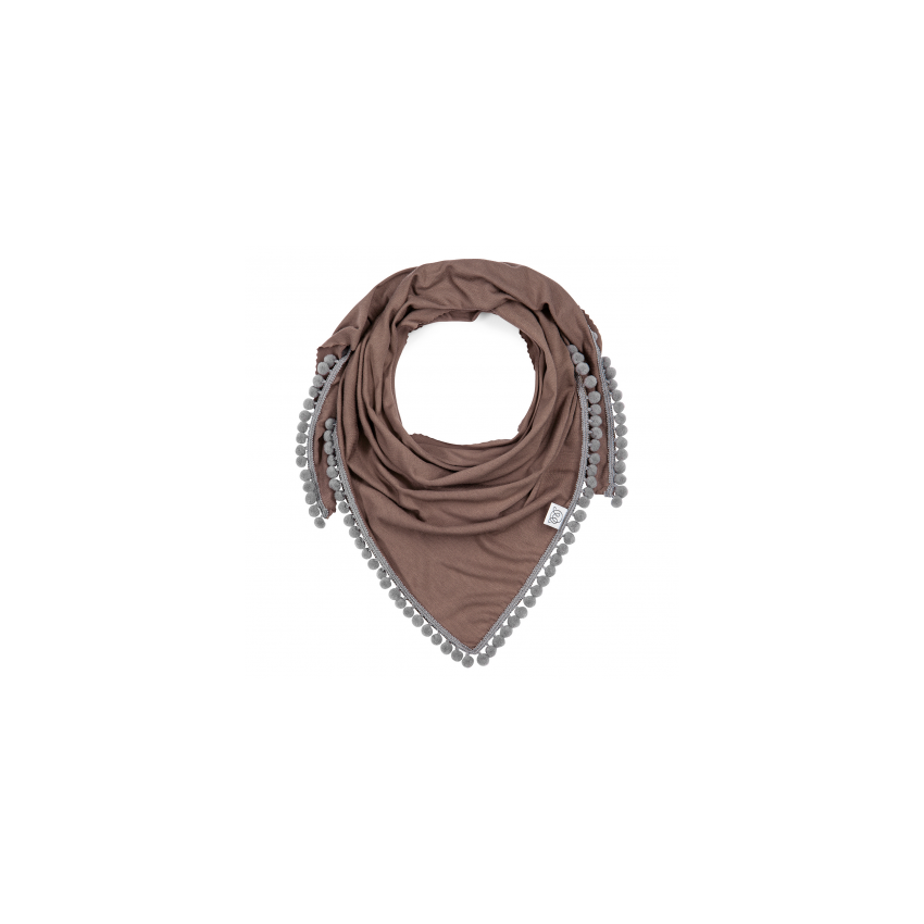 Maylily - Bambus Triangel Schal mit PomPom Braun