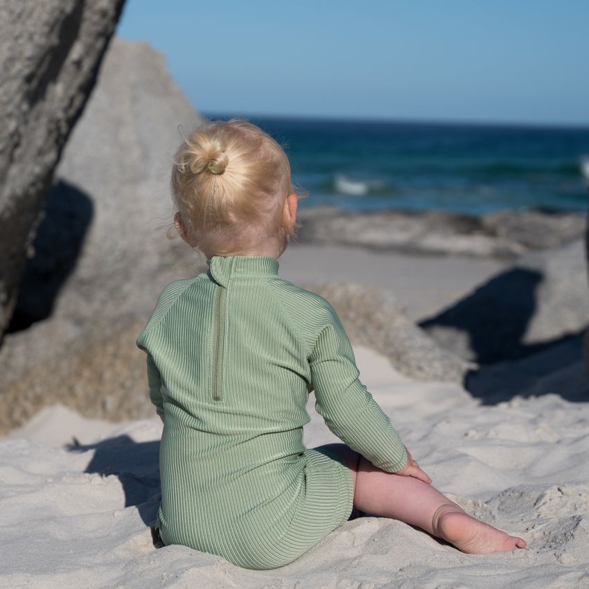 Beach & Bandits - UV Badeoverall Baby Ribbed Basil