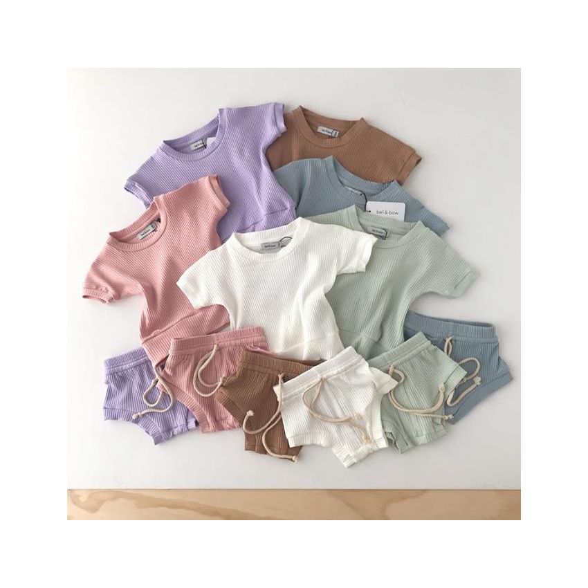 bel&bow - Ribbed Girlie Set Short & Shirt mint
