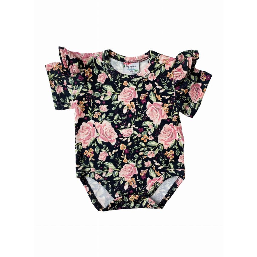 Hey Popinjay! - Body mit Rüschchen Black Roses Kurz