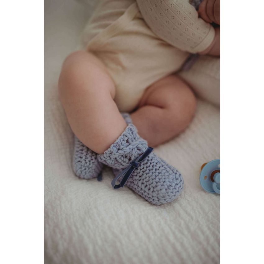Snuggle Hunny - Merinoset Mützchen & Booties blau