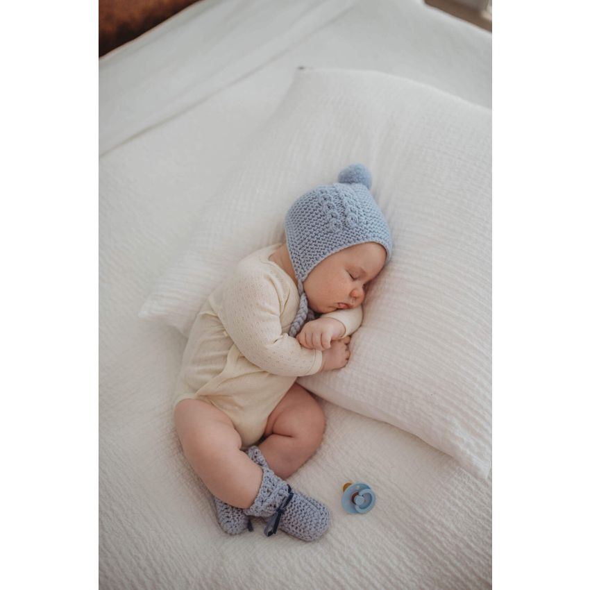 Snuggle Hunny - Merinoset Mützchen & Booties blau