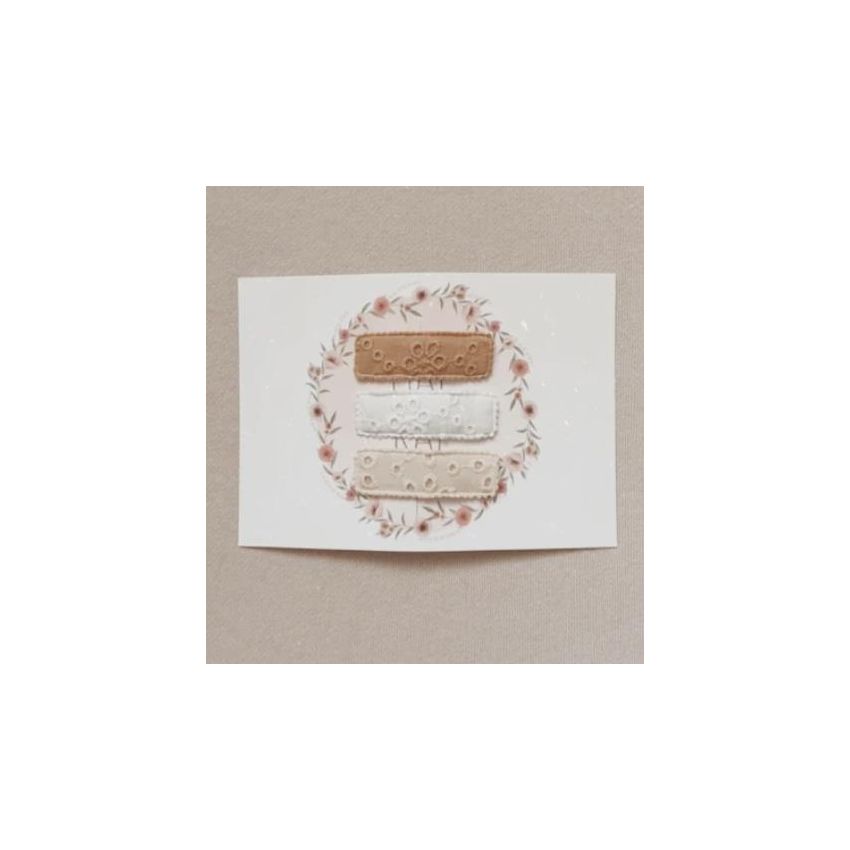 Mae & Rae - Haarklammer 3er Set Beige Broderie