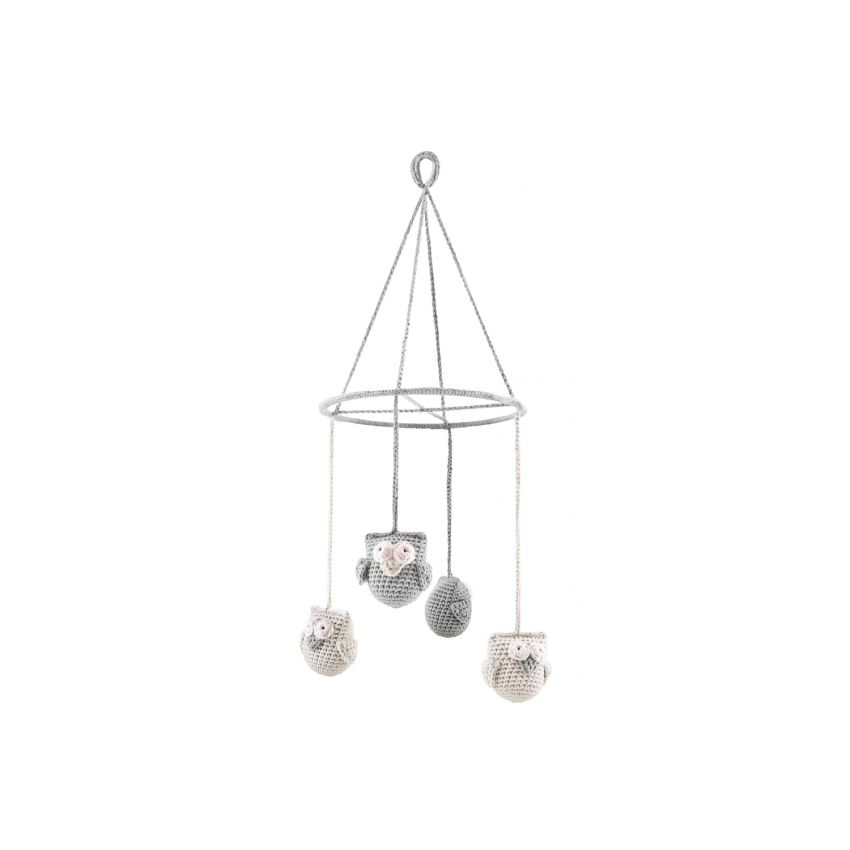 Maylily - Häkelmobile Eulen cream