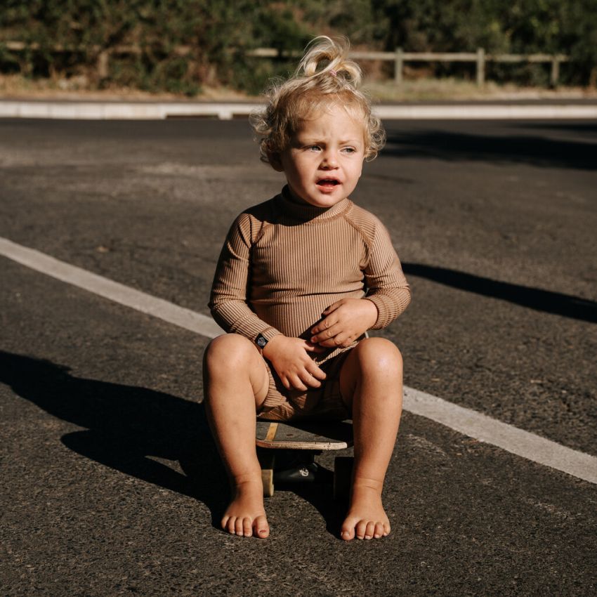 Beach & Bandits - UV Badeoverall Baby Ribbed Chocolat