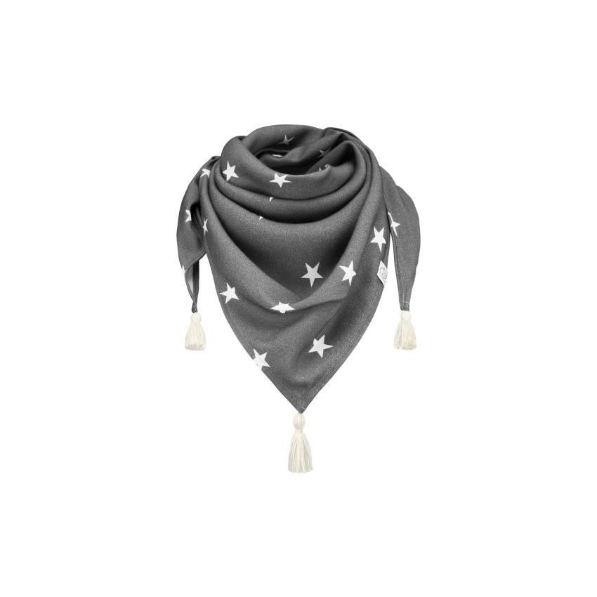 Maylily - Bambus Schal Triangel mit Tassel Stars grau - creme