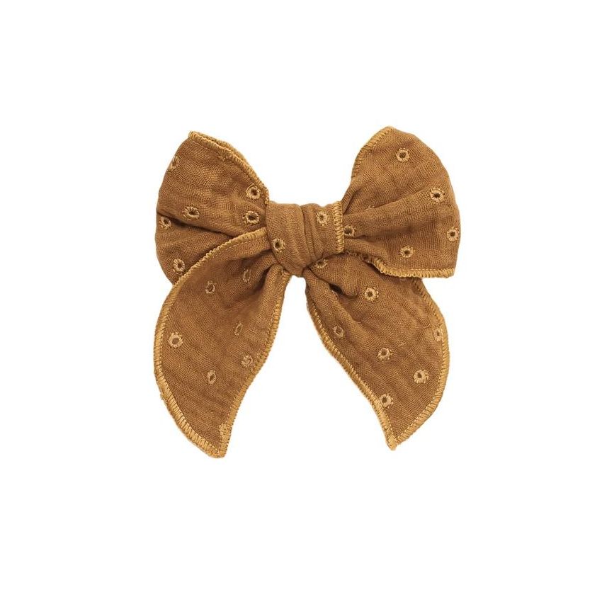 Mrs Ertha - Haarclip Masche Mustard Pointelle