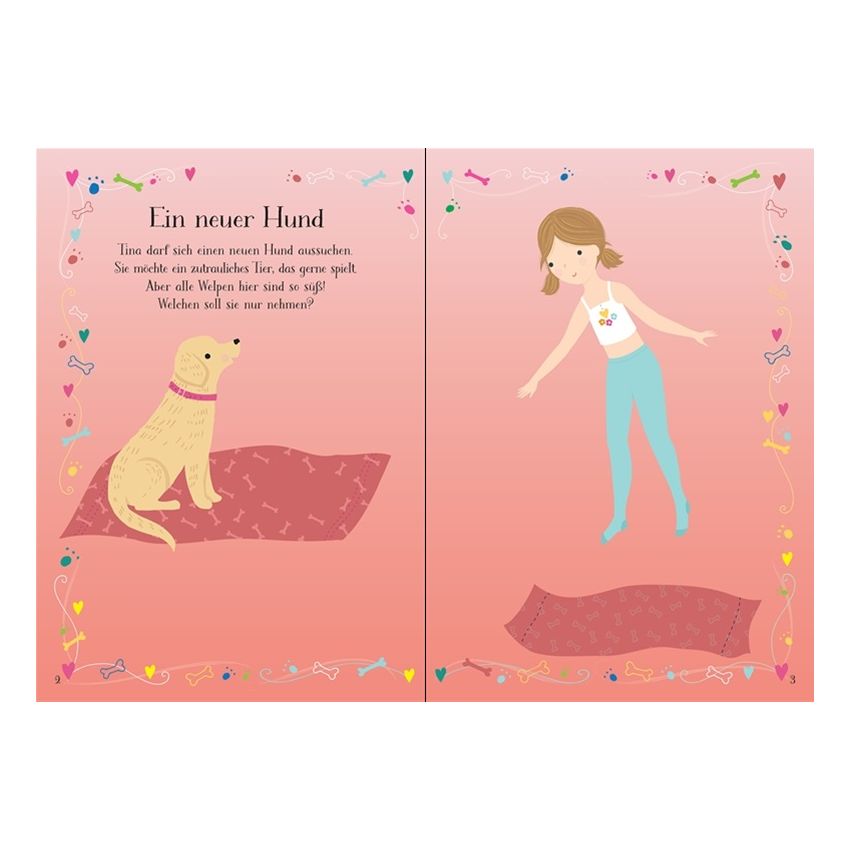 Usborne Verlag - Mein erstes Anziehpuppen-Stickerbuch: Wuff, der kleine Welpe