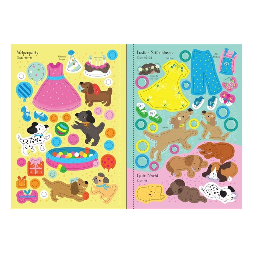Usborne Verlag - Mein erstes Anziehpuppen-Stickerbuch: Wuff, der kleine Welpe