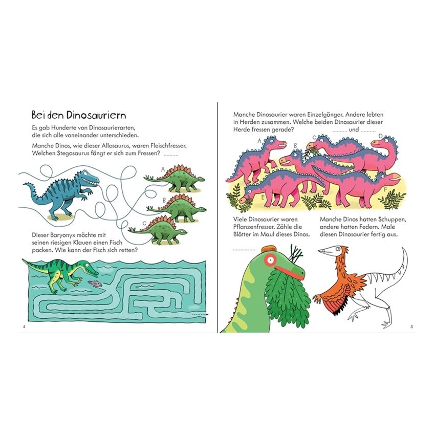 Usborne Verlag - Mein erstes Spiel-, Mal- und Ratebuch: Dinosaurier