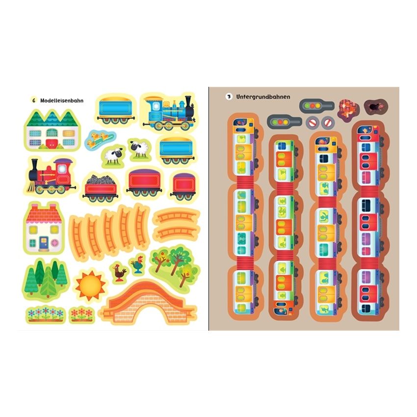 Usborne Verlag - Meine kleine Stickerwelt: Züge, Lastwagen und Traktoren