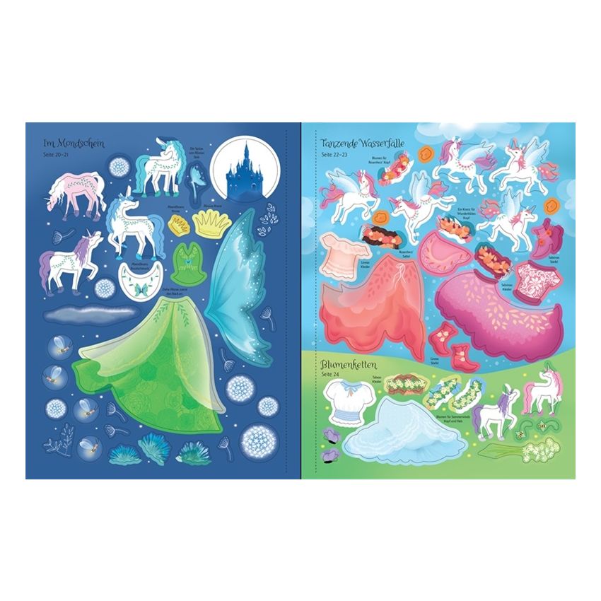 Usborne Verlag - Mein Anziehpuppen-Stickerbuch: Einhörner