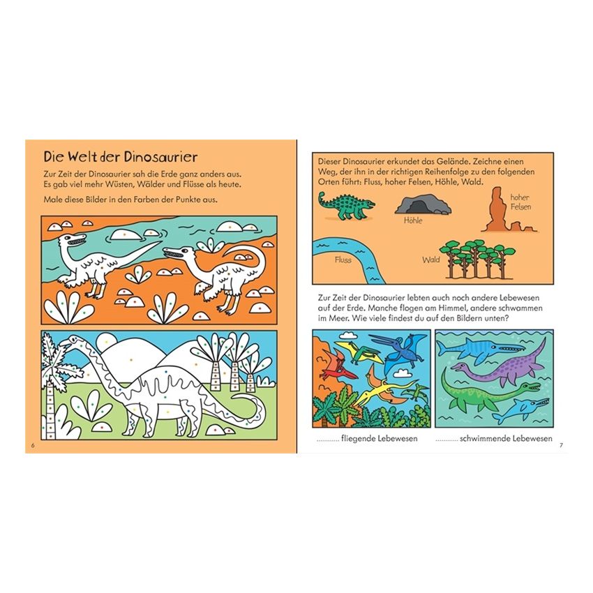 Usborne Verlag - Mein erstes Spiel-, Mal- und Ratebuch: Dinosaurier