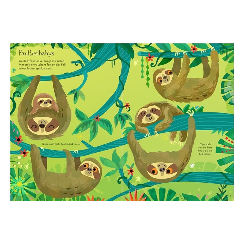 Usborne Verlag - Mein Immer-wieder-Stickerbuch: Bei den Faultieren