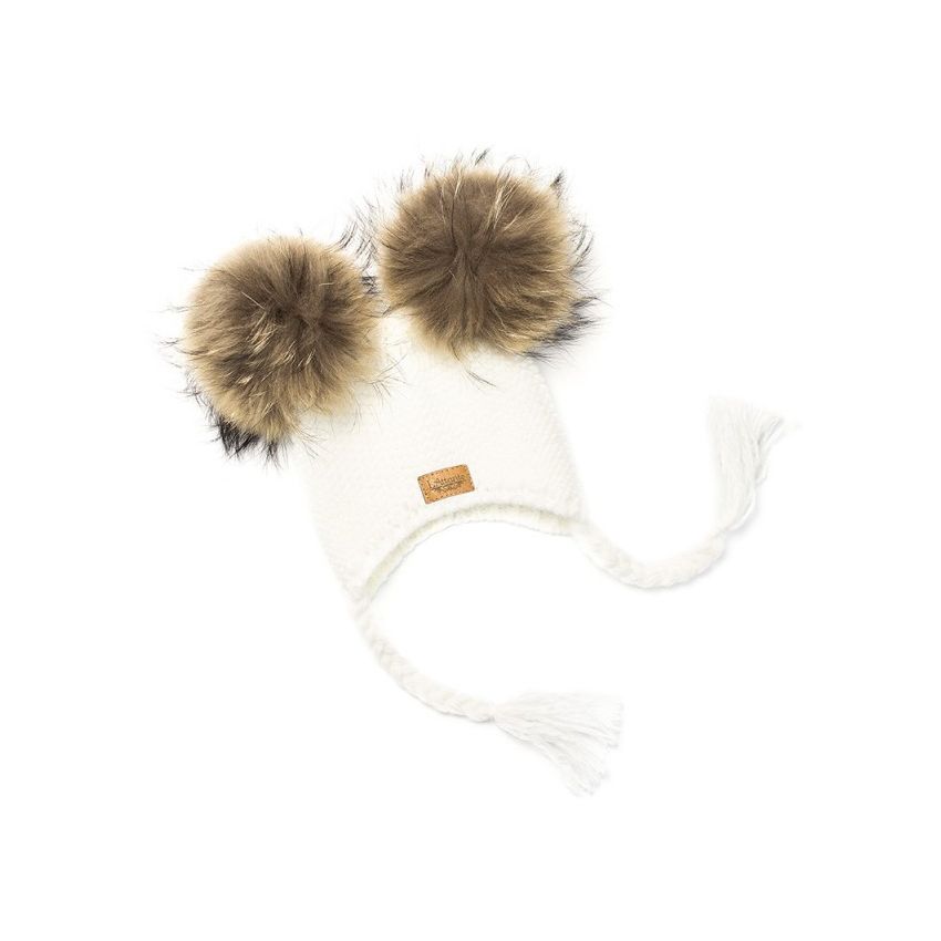 LAttante - Mütze mit Zopfschlaufen Cremebeige