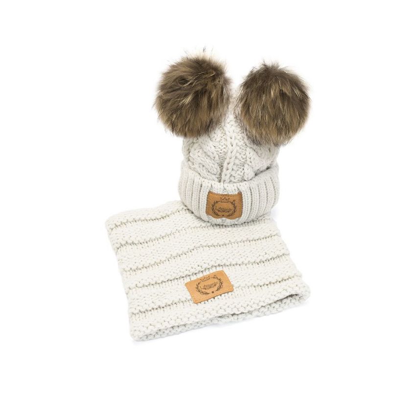 LAttante - Mütze & Halsloop Set Ecru