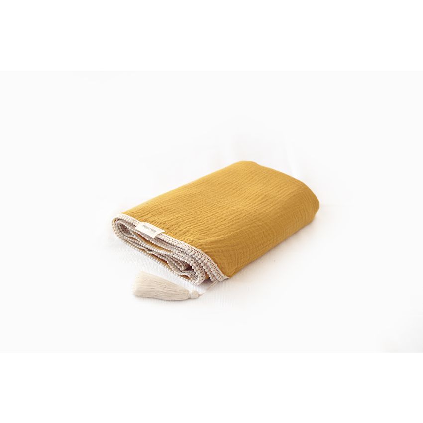 Mrs Ertha - Muslin Decke Boho Finn Mustard