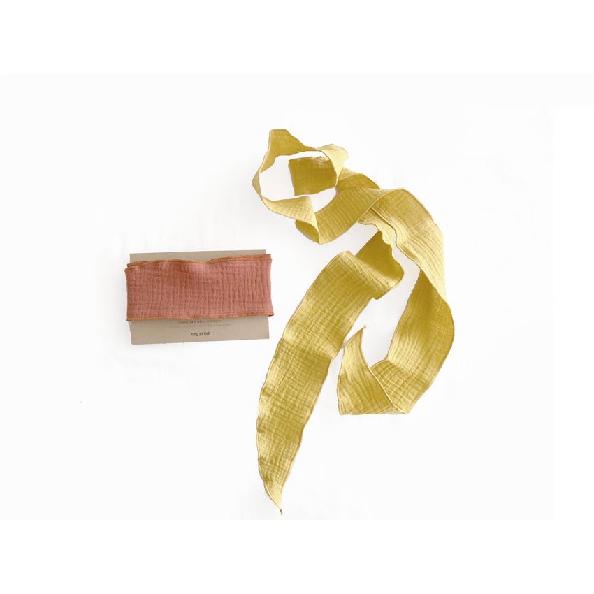 Mrs Ertha - Stroh- Hut Braun mit Mustard & Terracotta Schlaufe