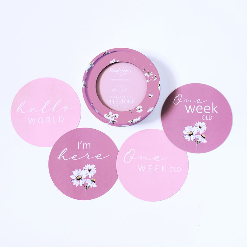 Snuggle Hunny - Meilenstein Karten Daisy & Musk Pink