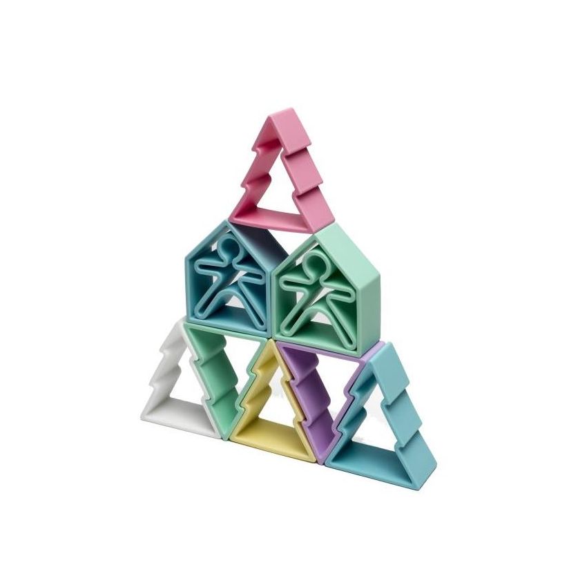 Dëna - Silikon Bausteine XL Set Haus, Baum und Familie Pastell