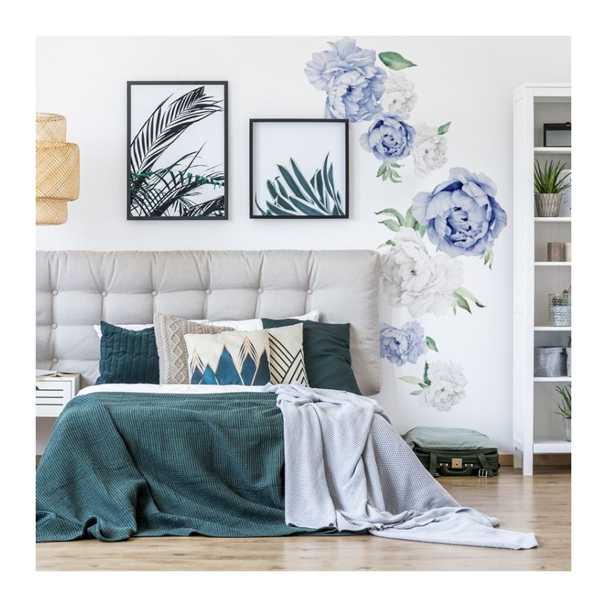 YokoDesign - Wandsticker Blaue Blüten klein