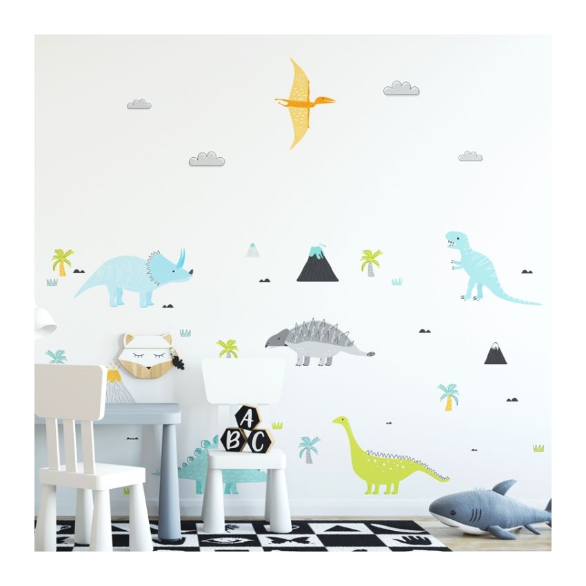YokoDesign - Wandsticker Dino World pastell
