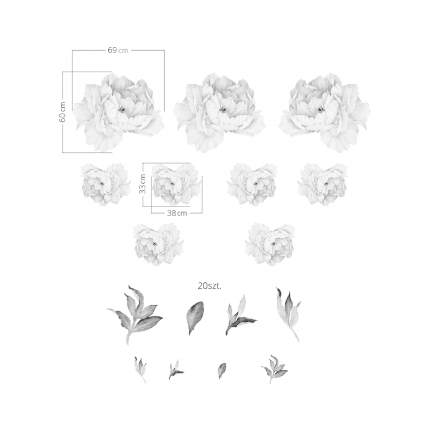 YokoDesign - Wandsticker Weisse Blüten L