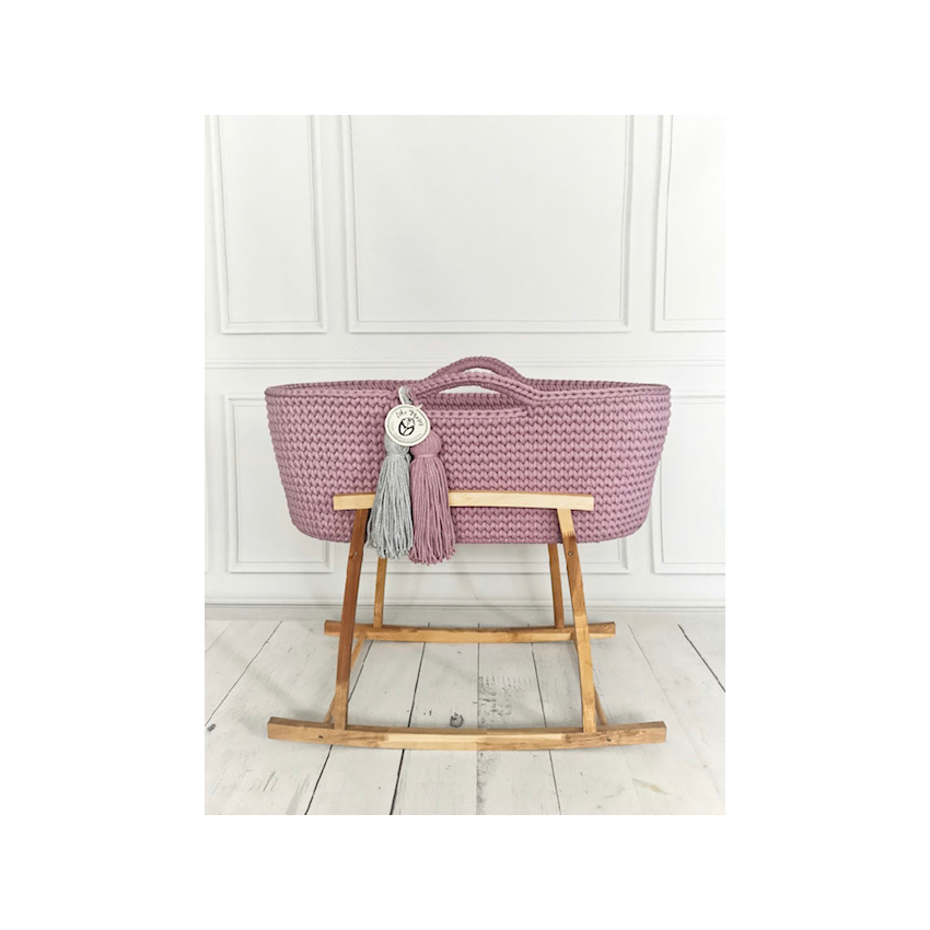 Like Moses - Moseskorb Dusty Pink mit Kissen und Bettwäsche grau