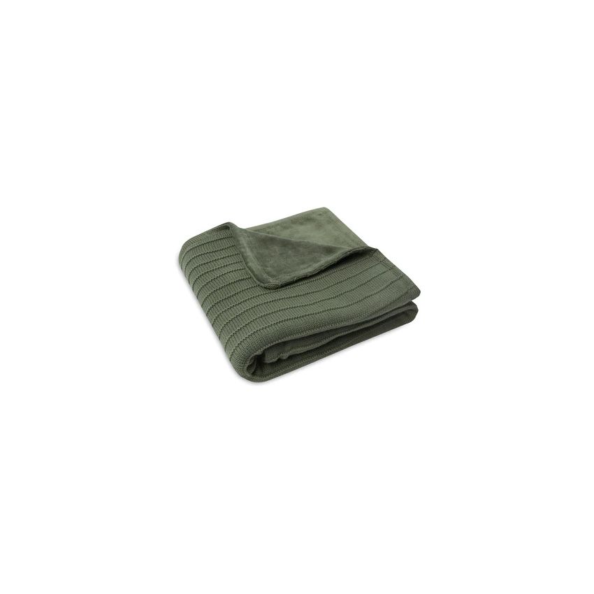 Jollein - Babydecke Samt - Strick Green Leaf