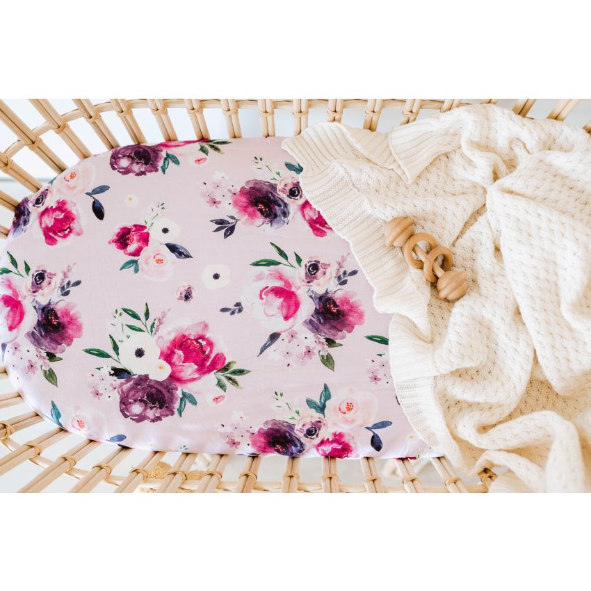 Snuggle Hunny - Spannbezug für Wiege, Kinderwagen & Wickelmatte Floral Kiss