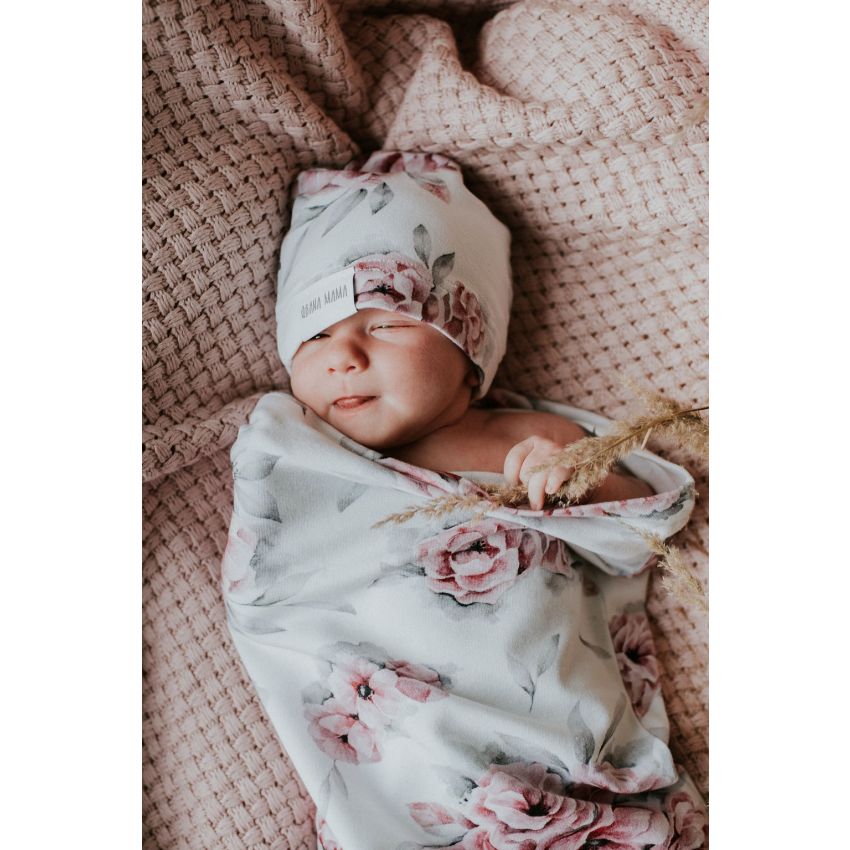 Qbana Mama - Pucksack Set mit Beanie & Stirnband Blossom