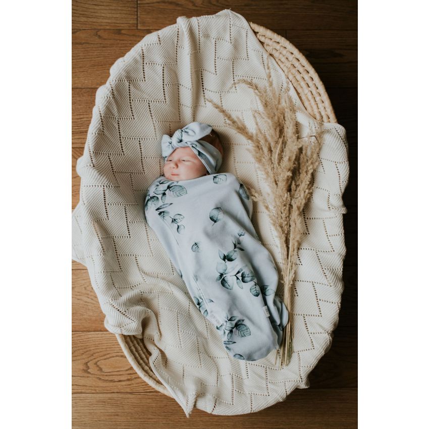 Qbana Mama - Pucksack Set mit Beanie & Stirnband Eukalyptus