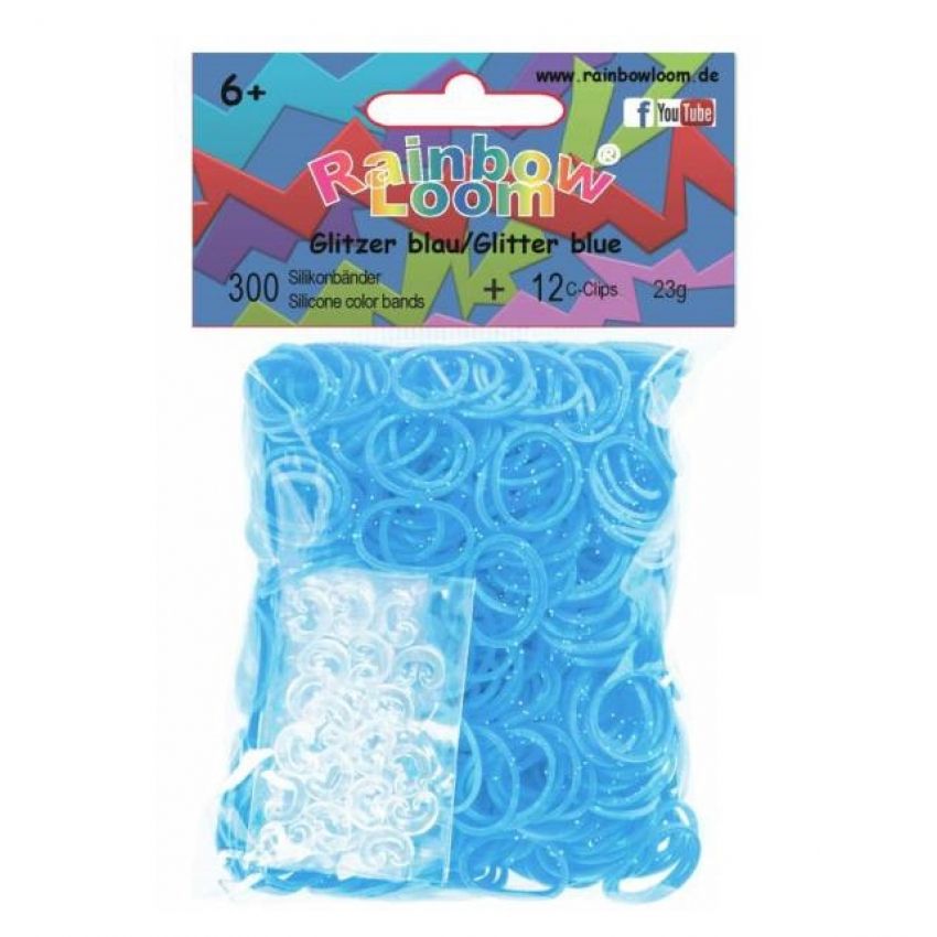 Rainbow Loom - Original Gummibänder, 300 Stück, Glitzer blau