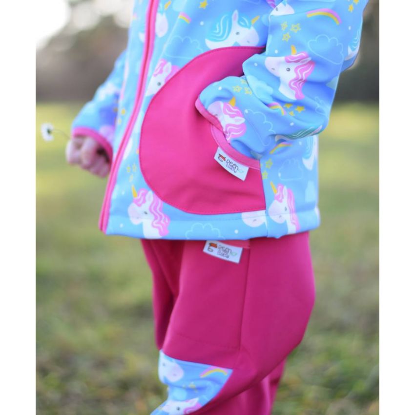 Green Baby - Softshell Jacke Unicorn blau gefütterte Version für Übergangszeit und Winter